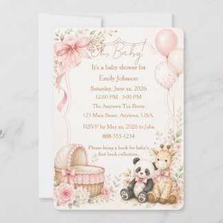 Oh Baby Panda and Giraffe Baby Shower Invitation