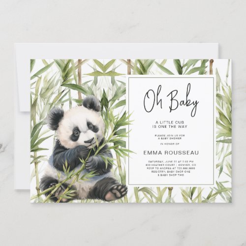 Oh Baby Panda Bear Bamboo Baby Shower Invitation