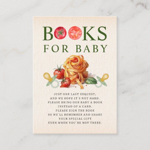 Oh Baby Pasta  Pacifiers Baby Shower Book Request Enclosure Card