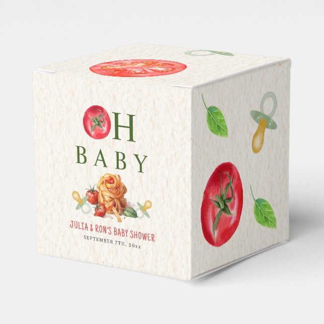 Oh Baby Pasta & Pacifiers Baby Shower Favor Boxes (Front Side)