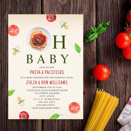 Oh Baby Pasta  Pacifiers Baby Shower Invitation