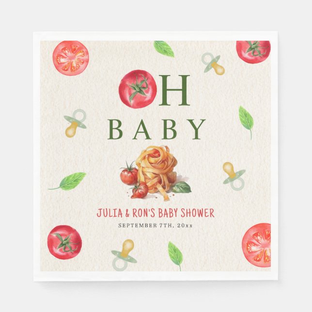 Oh Baby Pasta & Pacifiers Baby Shower Napkins (Front)