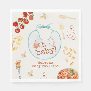 Oh Baby Pasta & Pacifiers Blue Boy Baby Shower Napkins