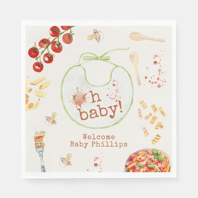 Oh Baby Pasta & Pacifiers Neutral Baby Shower Napkins (Front)