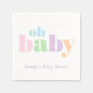 Oh Baby Pastel Minimal Modern Baby Shower Napkins