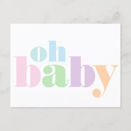 Oh Baby Pastel Typography Virtual Baby Shower Invitation Postcard