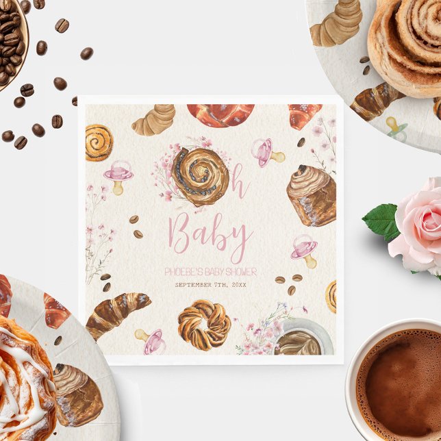 Oh Baby Pastries + Pacifiers Girl Baby Shower Napkins (Creator Uploaded)