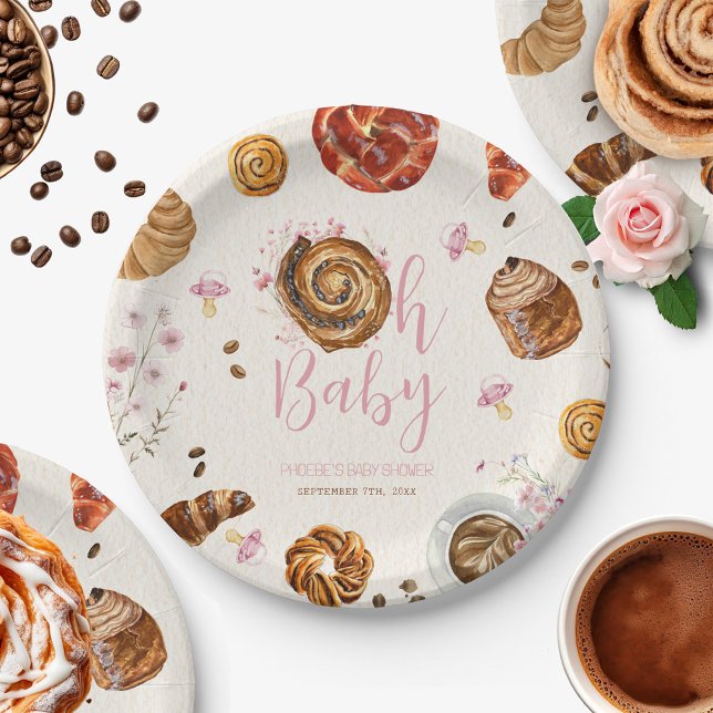 Oh Baby Pastries + Pacifiers Girl Baby Shower Paper Plates (Creator Uploaded)