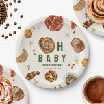 Oh Baby Pastries   Pacifiers Neutral Baby Shower Paper Plates<br><div class="desc">Pastries & Pacifiers baby shower brunch theme with Illustration of a pastry incorporated in to the design "oh baby" with pacifier,  coffee and pastry illustrations all around.</div>