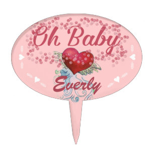 Oh Baby Personalized Pink Girly Girl Cake Topper