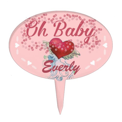 Oh Baby Personalized Pink Girly Girl Cake Topper