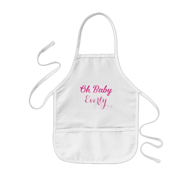 Oh Baby Personalized Pink Girly Girl Kids' Apron (Front)