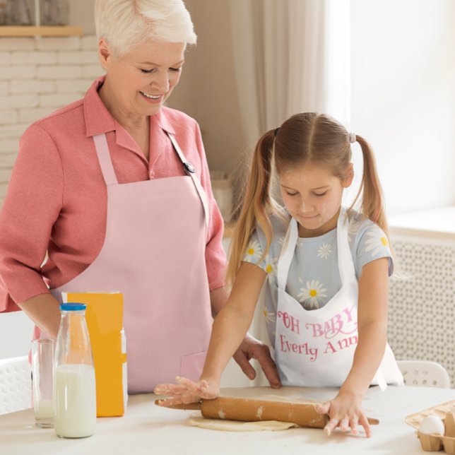 Oh Baby Personalized Pink Girly Girl Kids' Apron (Creator Uploaded)