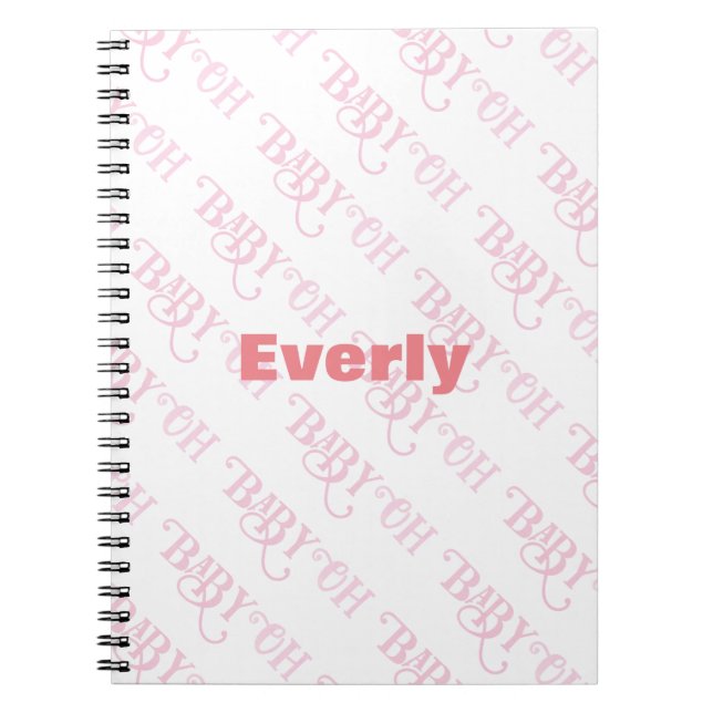 Oh Baby Personalized Pink Girly Girl Notebook (Front)