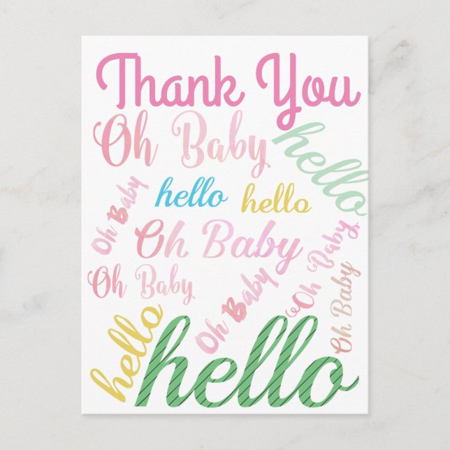Oh Baby Personalized Pink Girly Girl Postcard (Front)