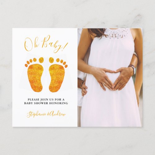 Oh Baby Photo Couples Baby Shower Postcard Invite