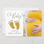 Oh Baby Photo Gold Glitter Baby Shower Invitation (Front)