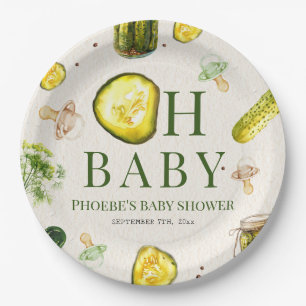 Oh Baby Pickles & Pacifiers Neutral Baby Shower Paper Plates