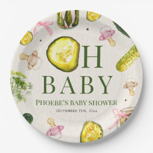 Oh Baby Pickles & Pacifiers Pink Girl Baby Shower Paper Plates