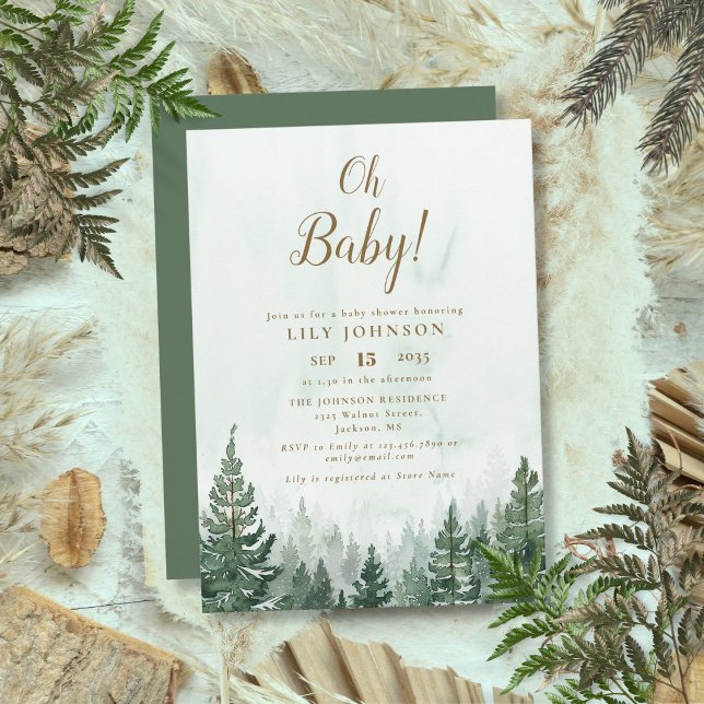 Oh Baby Pine Tree Forest Baby Shower Invitation (Oh Baby Pine Tree Forest Baby Shower Invitation)