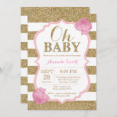 Oh Baby Pink and Gold Baby Shower Invitation (Front/Back)