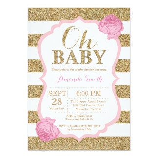 Oh Baby Pink and Gold Baby Shower Invitation