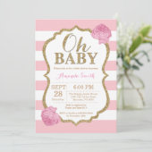 Oh Baby Pink and Gold Baby Shower Invitation (Standing Front)