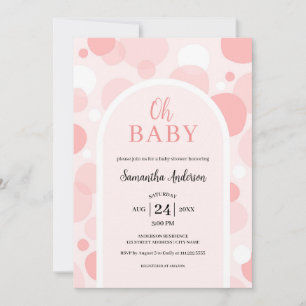 Oh Baby pink arch Polka Dots Girl Baby Shower Invitation