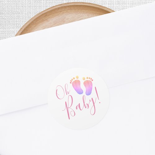 Oh Baby Pink Baby Shower Classic Round Sticker