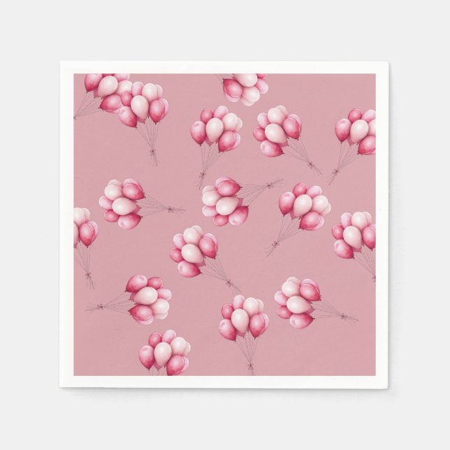 Oh Baby Pink Balloons Napkins (Front)