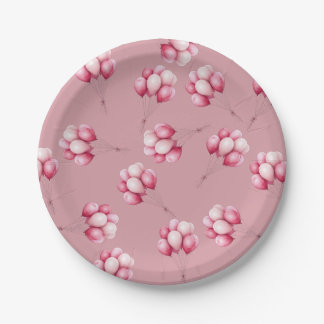Oh Baby Pink Balloons Paper Plates