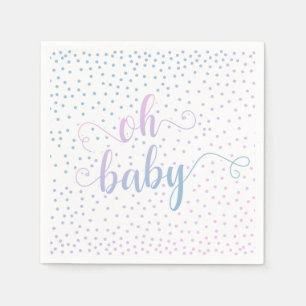"Oh Baby!" Pink Blue Confetti, Gender Neutral Napkins