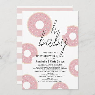Oh Baby Pink Donut Girl Baby Shower by Mail Invitation