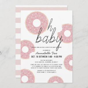 Oh Baby Pink Donut Girl Drive-by Baby Shower Invitation