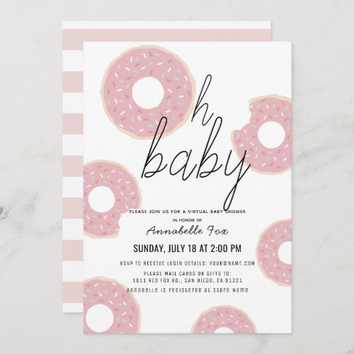 Oh Baby Pink Donut Girl Virtual Baby Shower Invitation