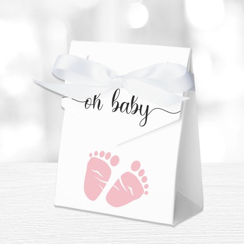 Oh Baby Pink Feet Baby Girl Shower Favor Boxes