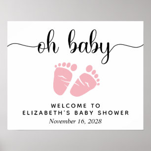 Oh Baby Pink Feet Baby Shower Welcome Sign