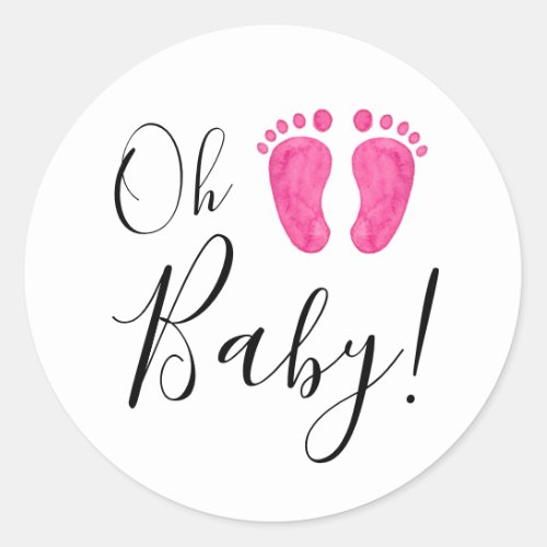 Oh Baby Pink Feet Classic Round Sticker