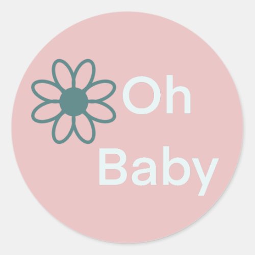 Oh Baby Pink Floral Daisy  Classic Round Sticker