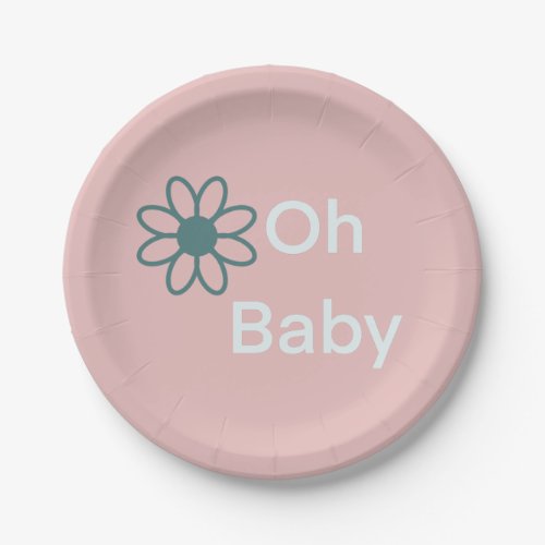 Oh Baby Pink Floral Daisy Paper  Paper Plates