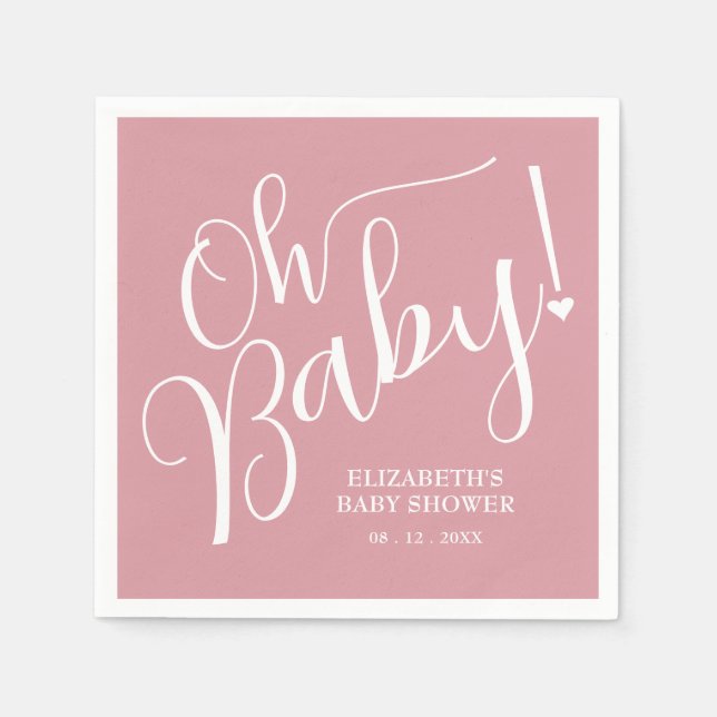Oh Baby! Pink Girl Baby Shower  Napkins (Front)
