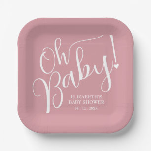 Oh Baby! Pink Girl Baby Shower Paper Plates