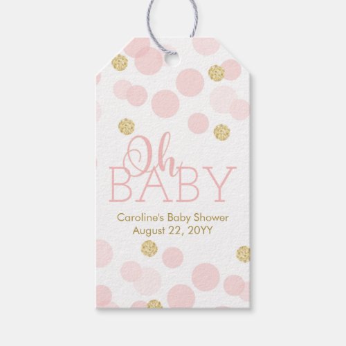 Oh Baby Pink Gold Confetti Thank You Gift Tags