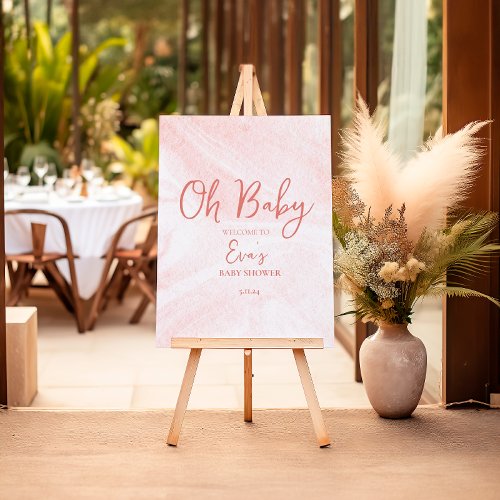 Oh Baby Pink Marble Welcome Sign Foam Core Board