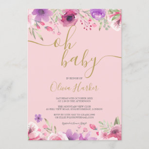Oh Baby Pink Meadow Flowers Baby Shower / Sprinkle Invitation