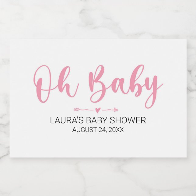 Oh Baby Pink Mini Sparkling Wine Bottle Label (Single Label)