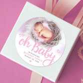 Watercolor Baby Girl Pink hotsell Floral Birth Announcement Square - Two Sided - Classic