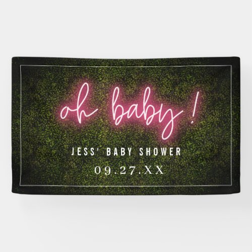 Oh Baby Pink Neon Boxwood Baby Shower Banner