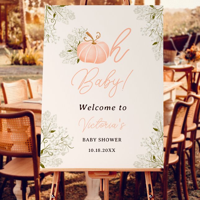 Oh Baby pink pumpkin floral girl baby shower Foam Board (Oh Baby pink pumpkin floral girl baby shower Foam Board)