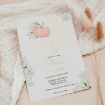 Oh Baby pink pumpkin floral girl baby shower Foil Invitation